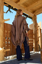 Load image into Gallery viewer, Faux Fur Trim Fringe Poncho Cape