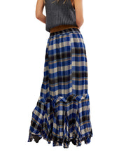 Load image into Gallery viewer, Bordeaux Plaid Maxi Skirt