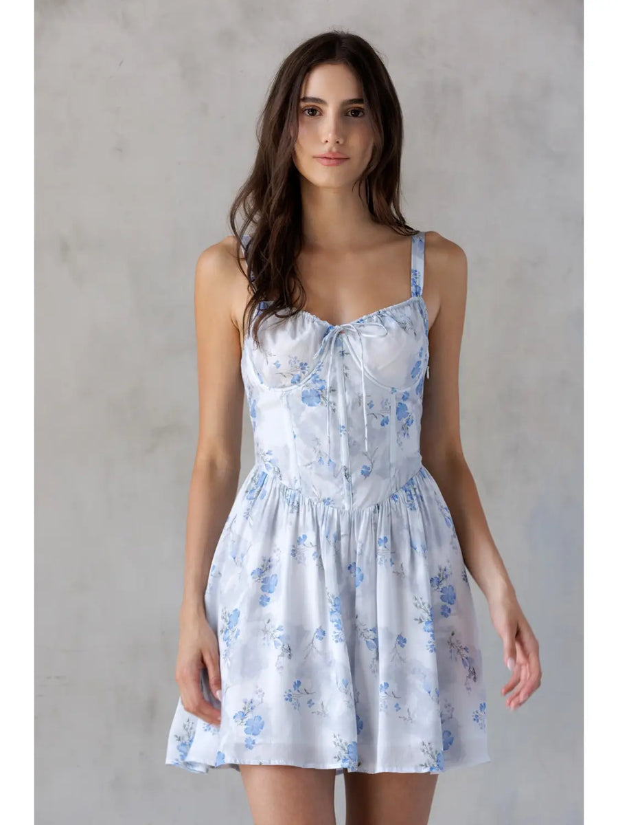Blue Floral Corset Dress Lily Claire Blue Floral Corset Dress Lily Claire