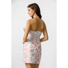 Load image into Gallery viewer, Pink Floral Strapless Dress