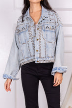 Load image into Gallery viewer, Denim Studded Oversized Jacket
