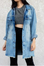 Load image into Gallery viewer, Oversized Midi Length Denim Jacket
