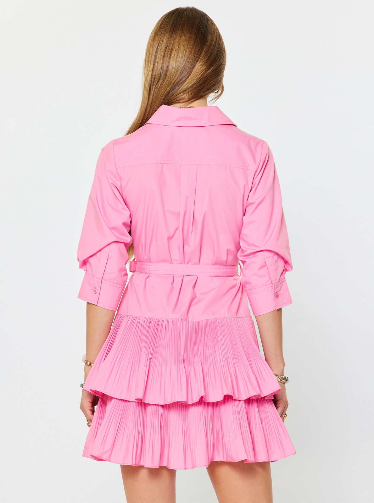 pink tiered shirt dress Boden Girls Tiered Shirt Dress in Pink