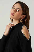 Load image into Gallery viewer, Pearl Embellished Cold Shoulder Sweater
