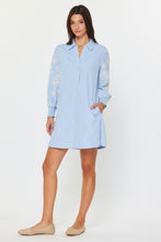 Load image into Gallery viewer, Striped Button Down Shirt Dress with Lace Trim
