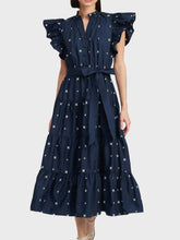 Load image into Gallery viewer, Navy Tiered Midi Dress
