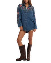 Load image into Gallery viewer, Rainbow Embroidered Denim Shirt
