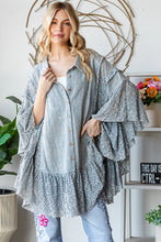 Load image into Gallery viewer, Lace Sleeve Button Down Shirt
