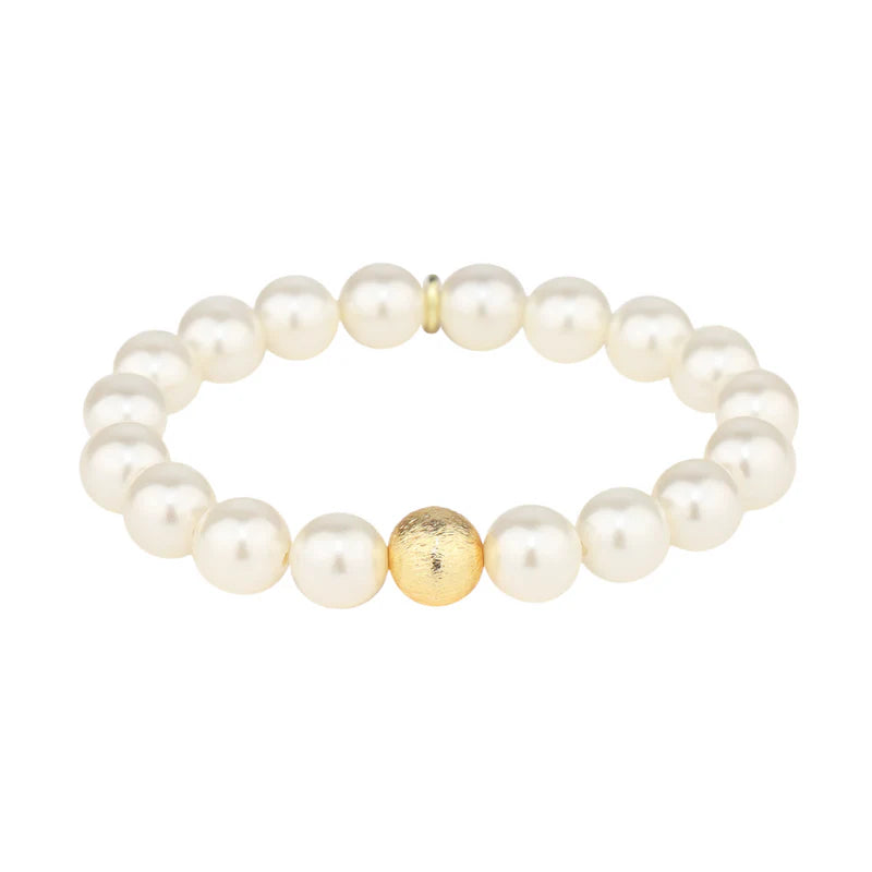 White Pearl Mala Beaded Bracelet