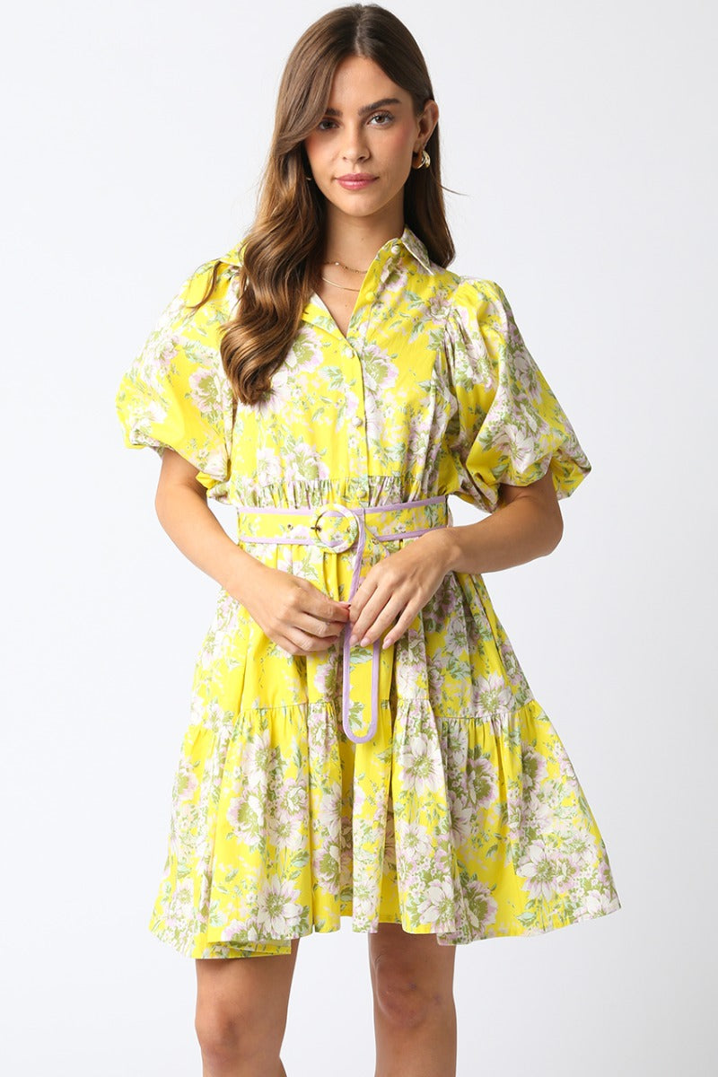 Yellow Floral Shirtdress