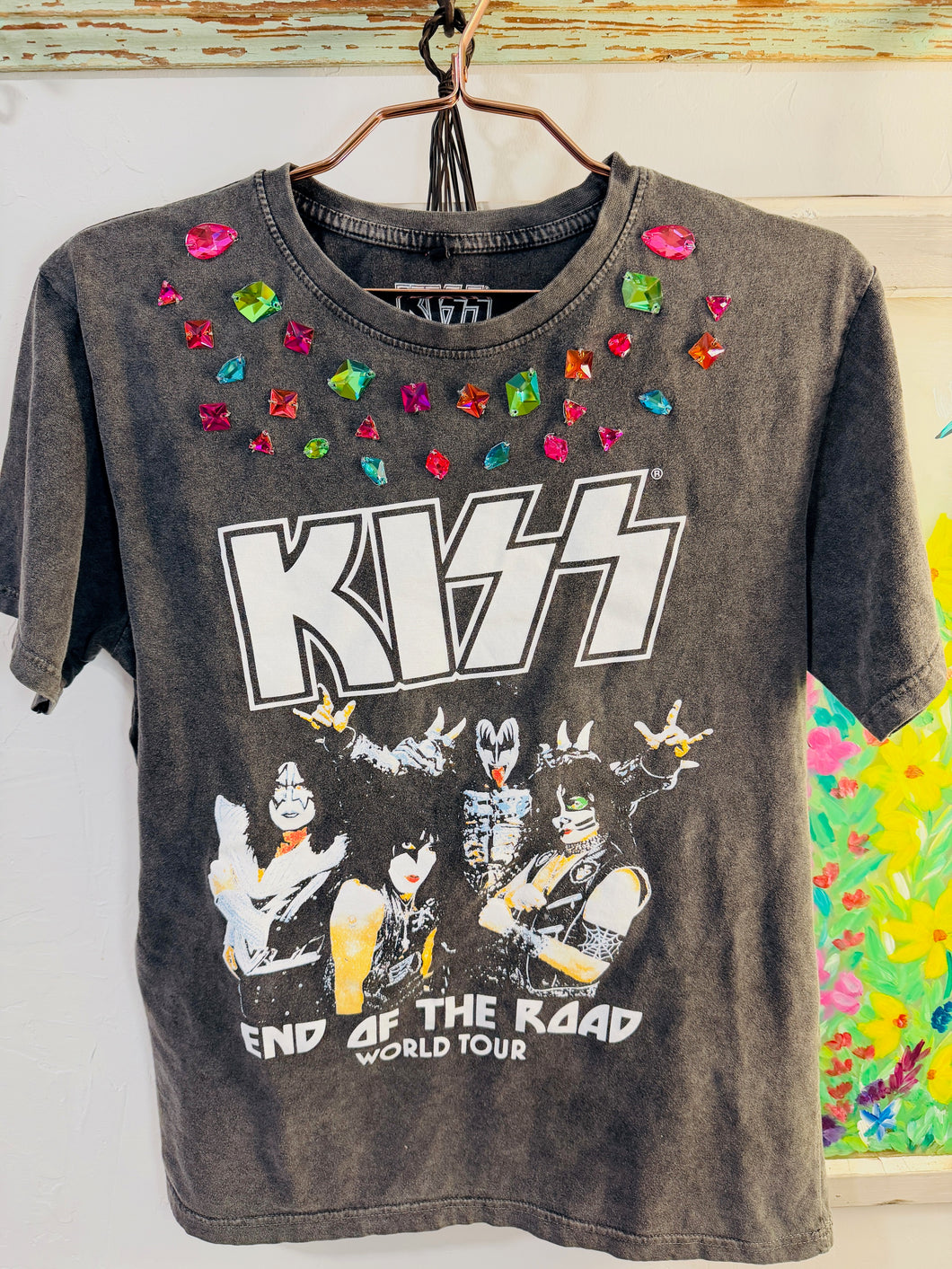 Vintage Tee with Jeweled Collar