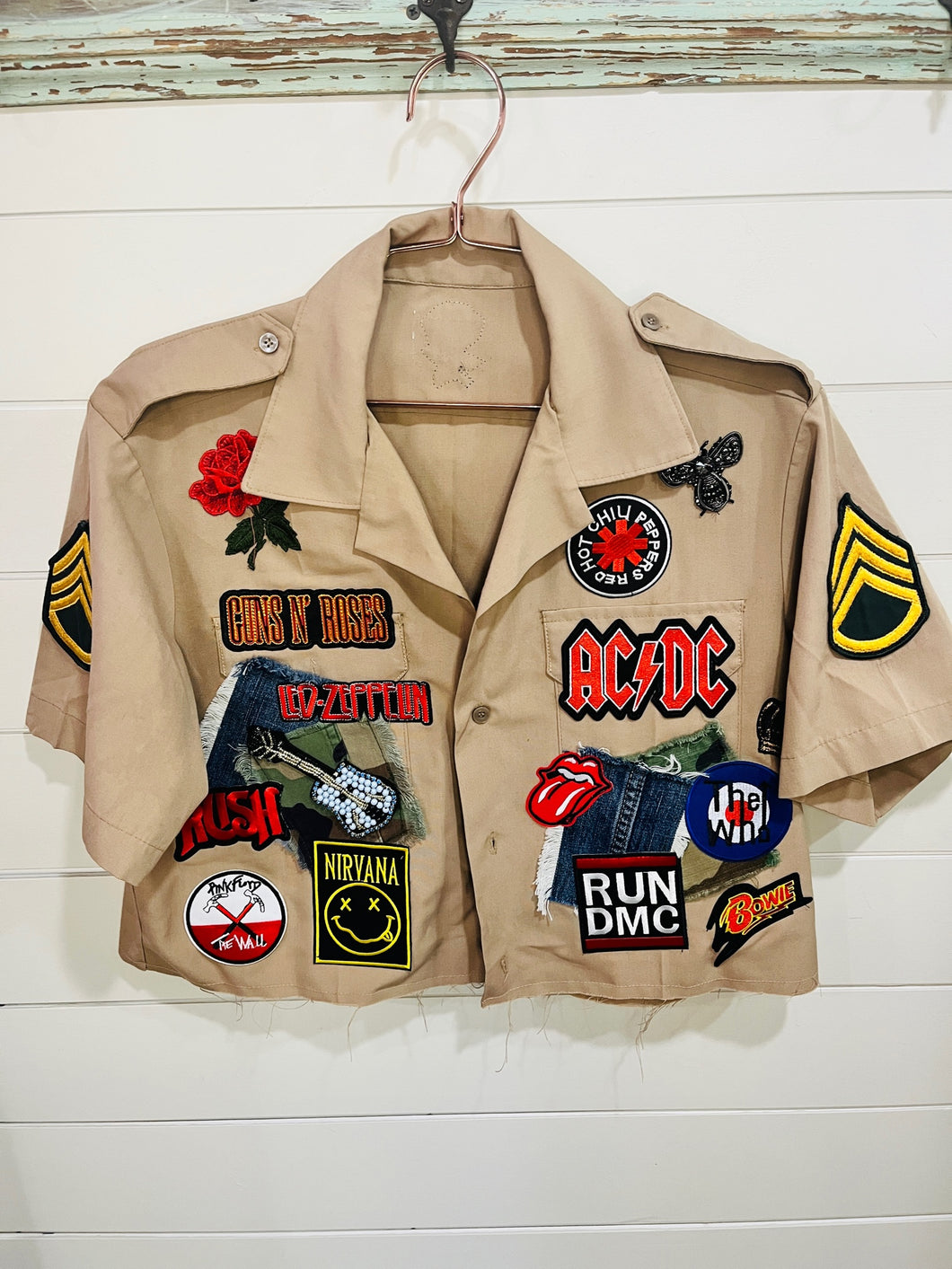 Vintage Tan Army Patch Jacket