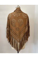 Load image into Gallery viewer, Paisley Laser Cut Fringe Triangle Wrap with Studs
