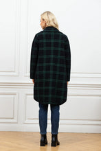 Load image into Gallery viewer, Black / Green Plaid Coat
