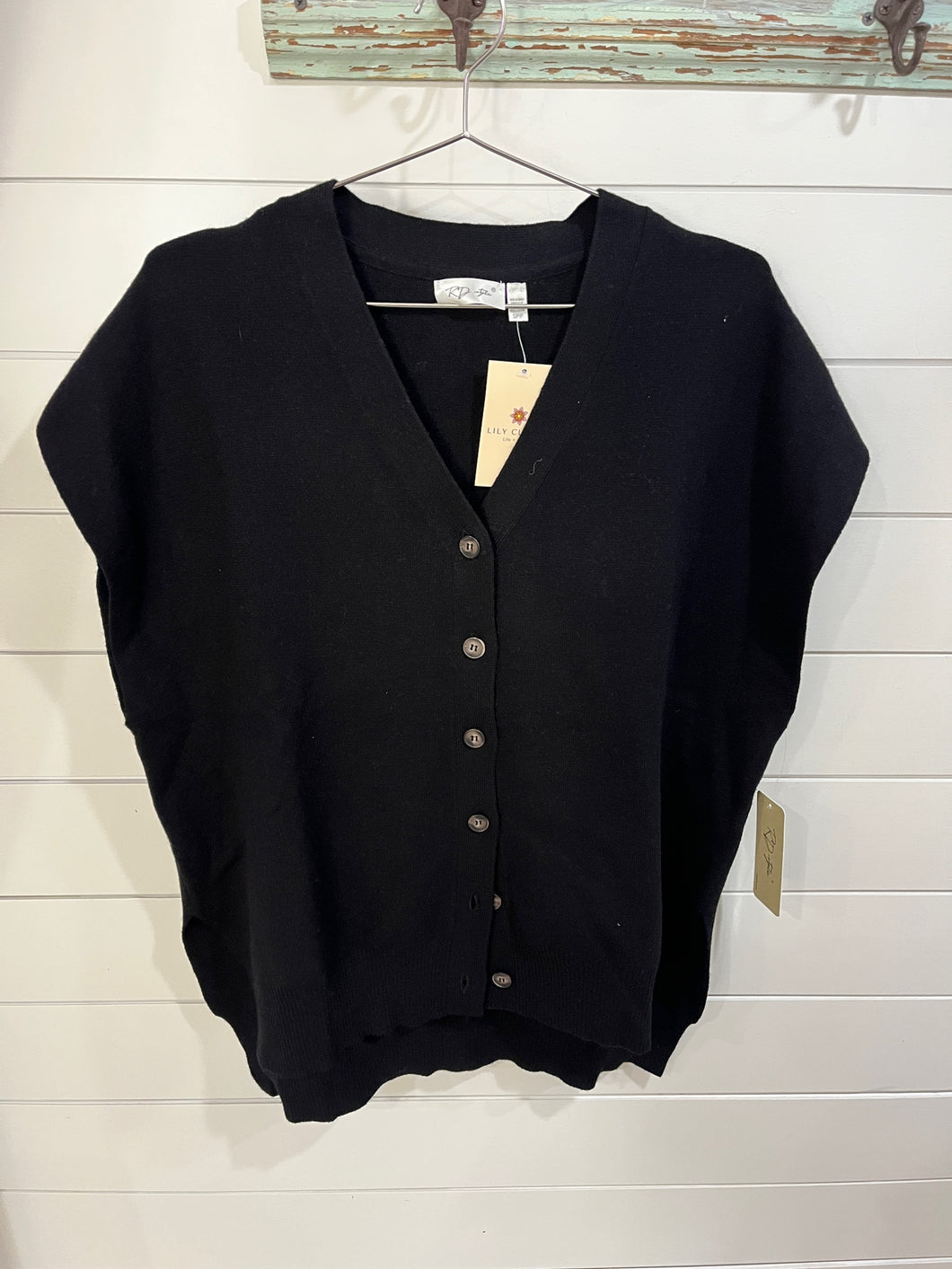 Black Button Up Sweater Vest
