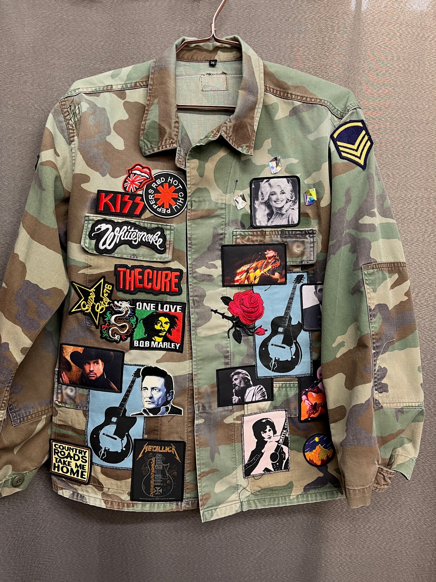 Army Patch Jacket Vintage Camo Patch Jacket Long – Lily Claire