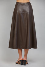 Load image into Gallery viewer, Chocolate Brown Faux Leather Midi Skirt
