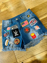 Load image into Gallery viewer, Patch Denim Cutoffs
