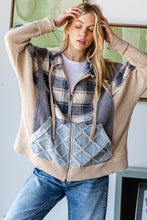 Load image into Gallery viewer, Denim and Plaid Hoodie Jacket
