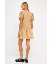 Load image into Gallery viewer, Puff Sleeve Mixed Media Dress
