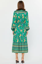 Load image into Gallery viewer, Green Floral Tiered Midi Dress
