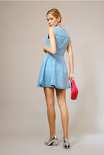 Load image into Gallery viewer, Jeweled Button Flared Denim Dress
