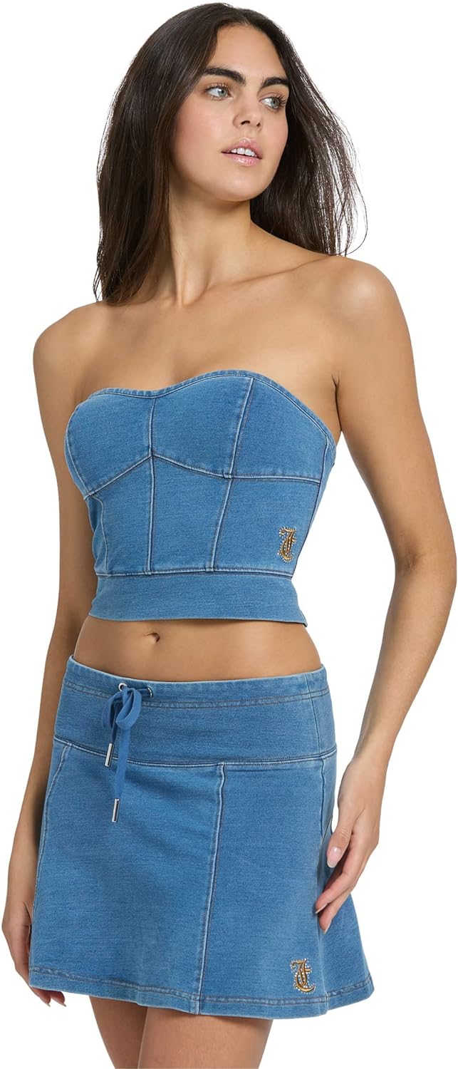 Faux Denim Corset Top