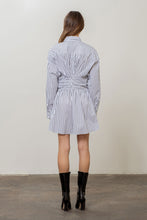 Load image into Gallery viewer, Striped Ruched Shirt Dress
