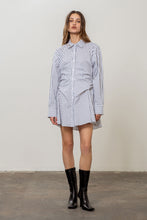 Load image into Gallery viewer, Striped Ruched Shirt Dress
