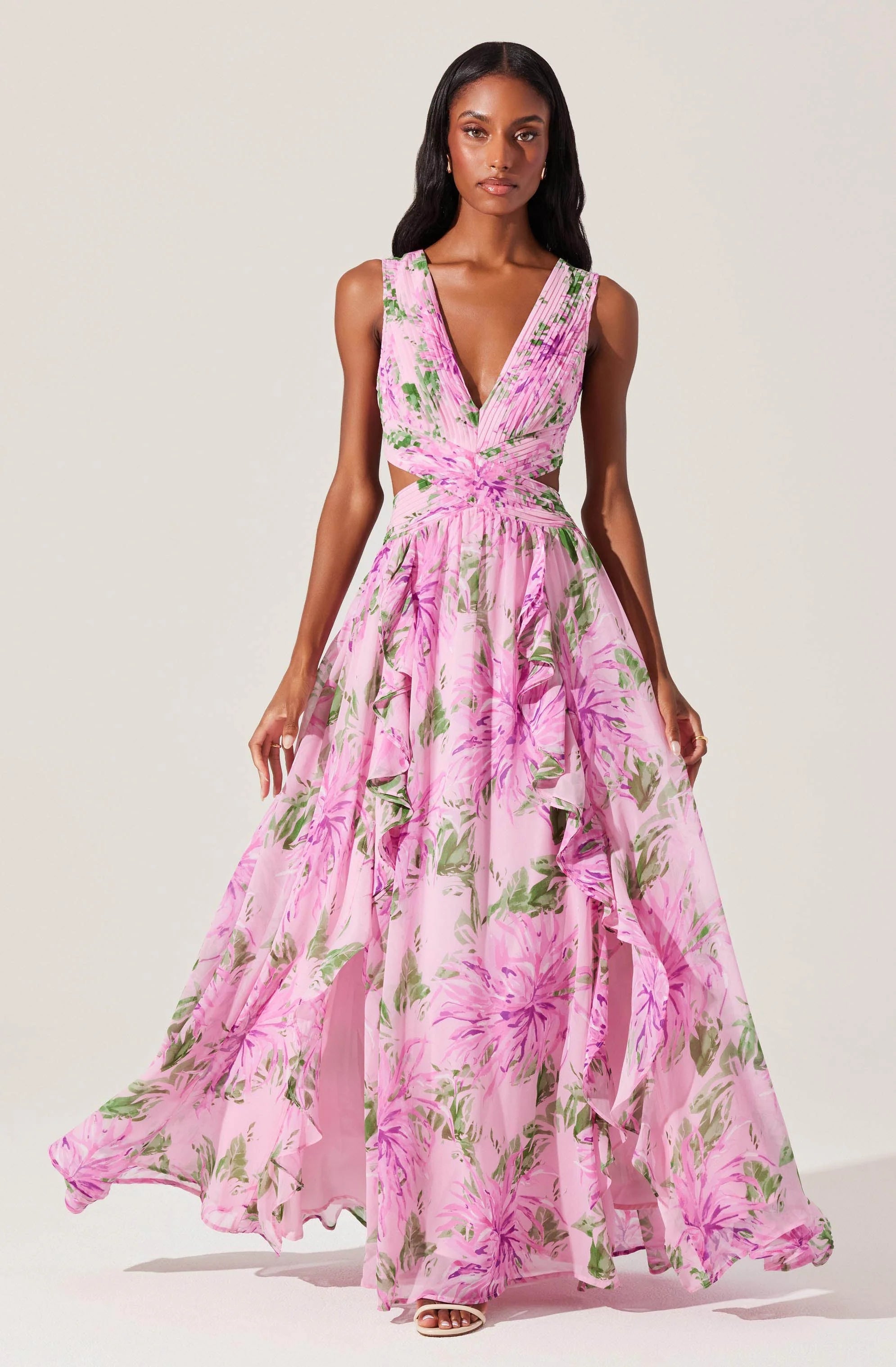 Noya Floral Cutout Maxi Dress – Lily Claire