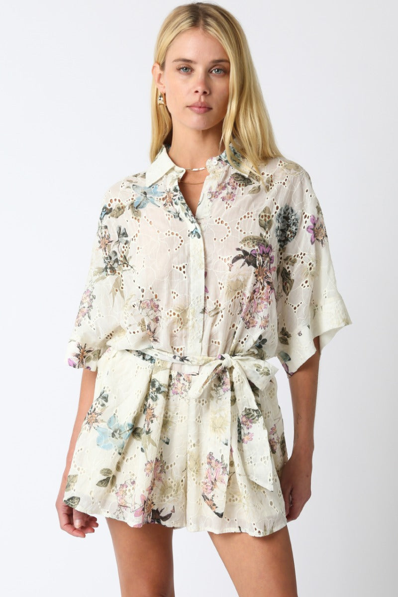 Ecru Floral Romper