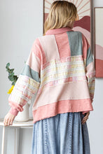 Load image into Gallery viewer, Rose Mixed Fabric Long Sleeve Top
