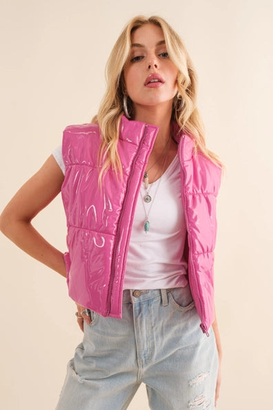 Glossy Pink Puffer Vest