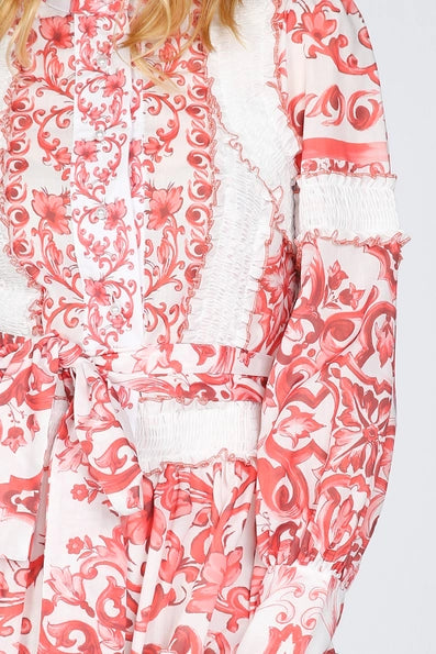 Red Chinoiserie Dress Medium Red Chinoiserie Dress Medium