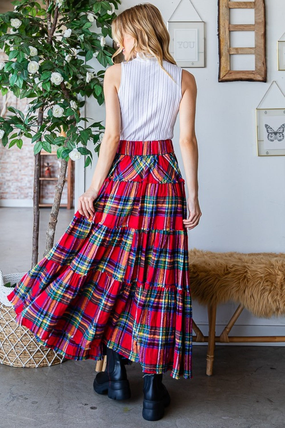 Plaid maxi skirt images best sale