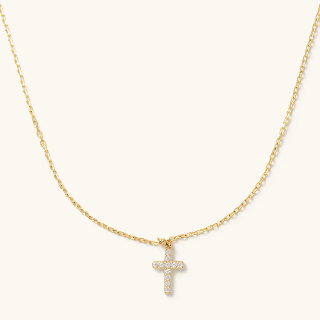 Small Crystal Cross Necklace
