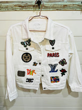 Load image into Gallery viewer, White Denim Jacket with Fashion Patches
