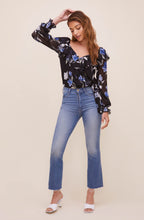 Load image into Gallery viewer, Black and Cobalt Floral Bodysuit
