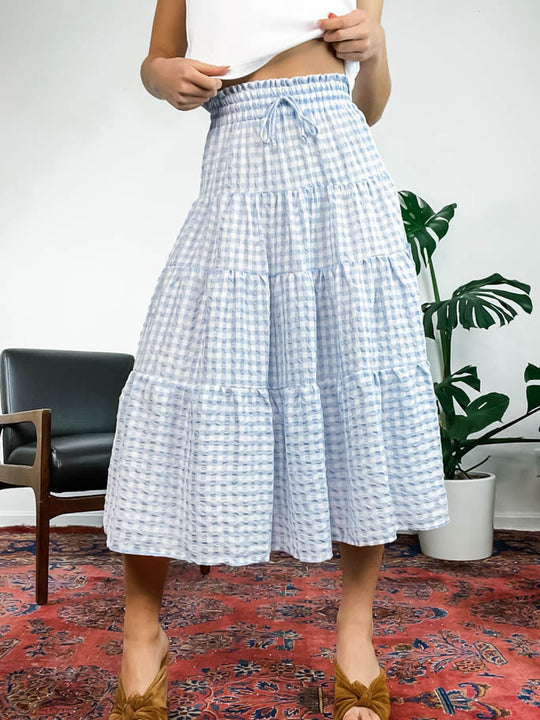 Gingham Tiered Maxi Skirt