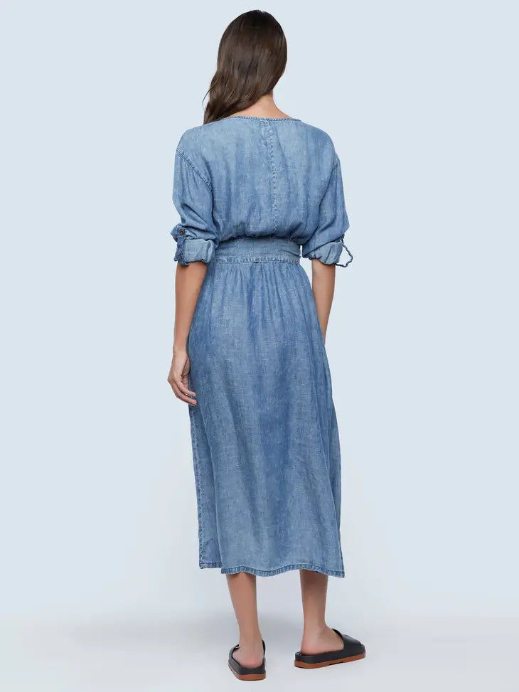 white christmas dresses Crossover Wrap Denim Dress – Lily Claire