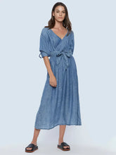 Load image into Gallery viewer, Crossover Wrap Denim Dress
