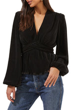 Load image into Gallery viewer, Black Crepe Peplum Blouse
