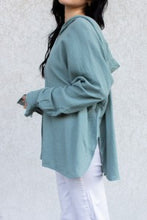 Load image into Gallery viewer, Hooded Long Sleeve Gauze Top in Pistachio
