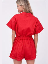 Load image into Gallery viewer, Red Utility Romper
