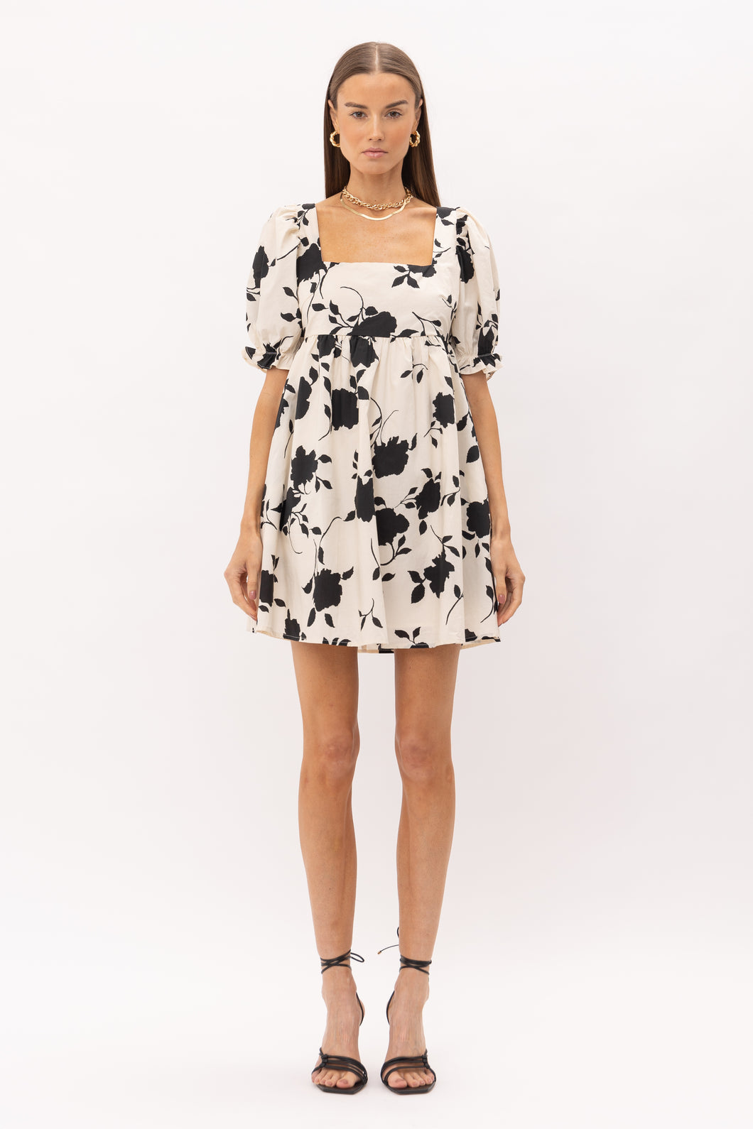 Black and Ivory Floral Dress