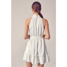 Load image into Gallery viewer, High Neck Sleeveless White Mini Dress
