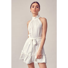 Load image into Gallery viewer, High Neck Sleeveless White Mini Dress
